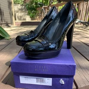 Stuart Weitzman patent leather pennie loafer pumps